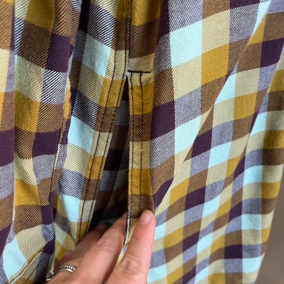 Duluth Trading Flannel Tunic Plaid Long Sleeve Cotton Blend Button Shirt 1X - Picture 7 of 9